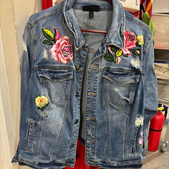 Lane Bryant fast lane floral embroidered trucker jacket - Picture 1 of 8
